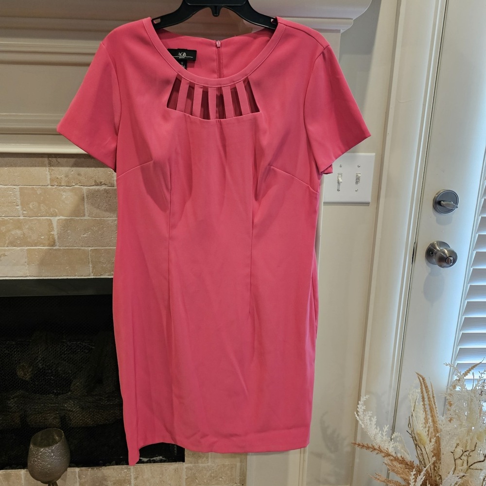AGB Pink Shift Dress size 14 Cutout Neckline